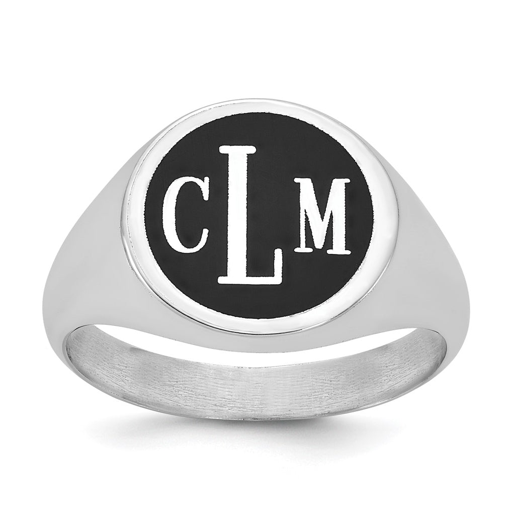 14k Yellow Or White Or Rose Gold with Epoxy Monogram Ring – Elegant Jewelry Gift for Birthday, Anniversary, Engagement, Wedding