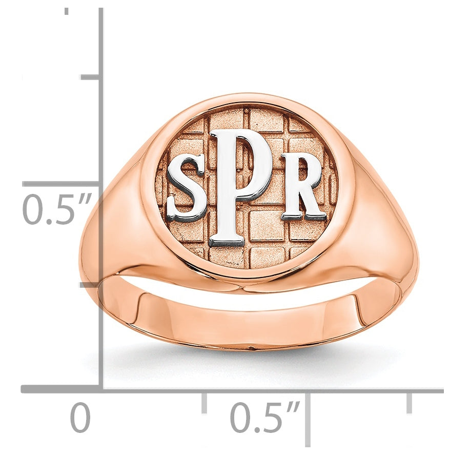 Sterling Silver Rose Gold-plated Polished Monogram Signet Ring