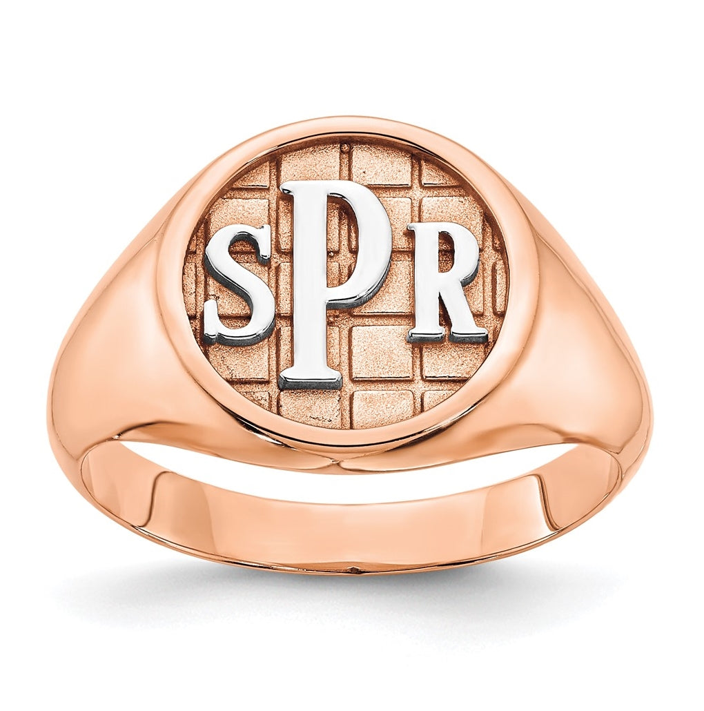 Sterling Silver Rose Gold-plated Polished Monogram Signet Ring