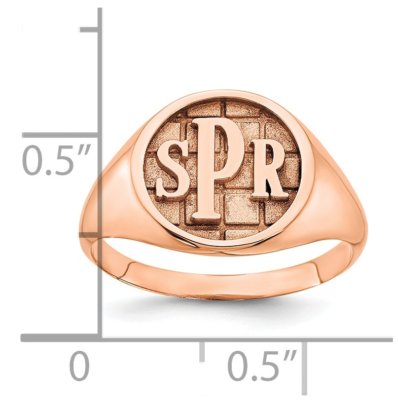 14K Rose-Gold Polished Monogram Signet Ring