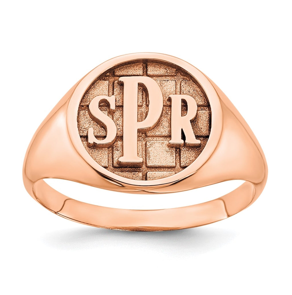 Sterling Silver Rose Gold plated Polished Monogram Signet-Ring