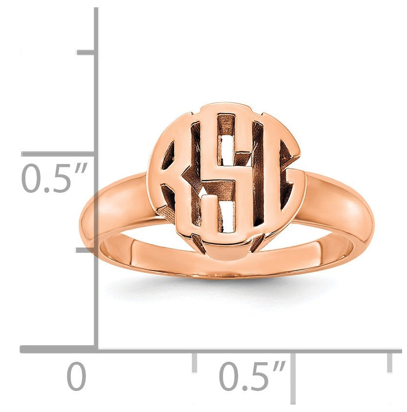 Sterling Silver Rose Gold plated Polished Monogram Signet Ring