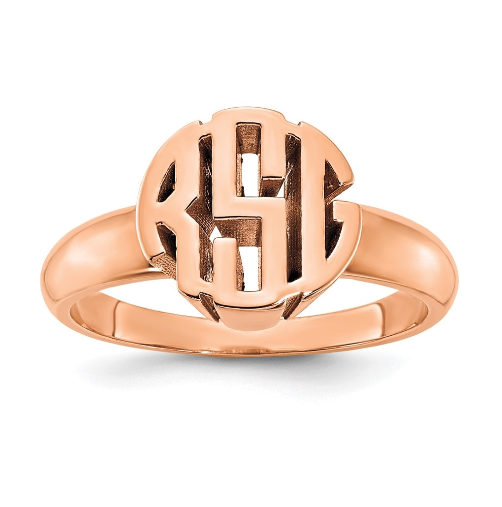 Sterling Silver Rose Gold plated Polished Monogram Signet Ring
