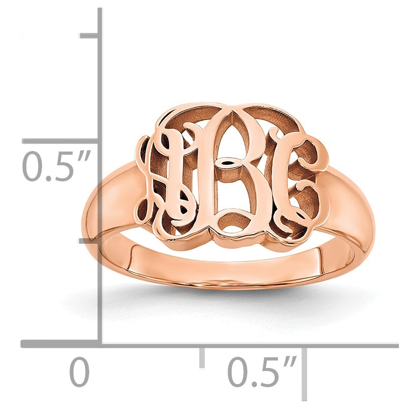 Sterling Silver Rose Gold plated Monogram Signet Ring