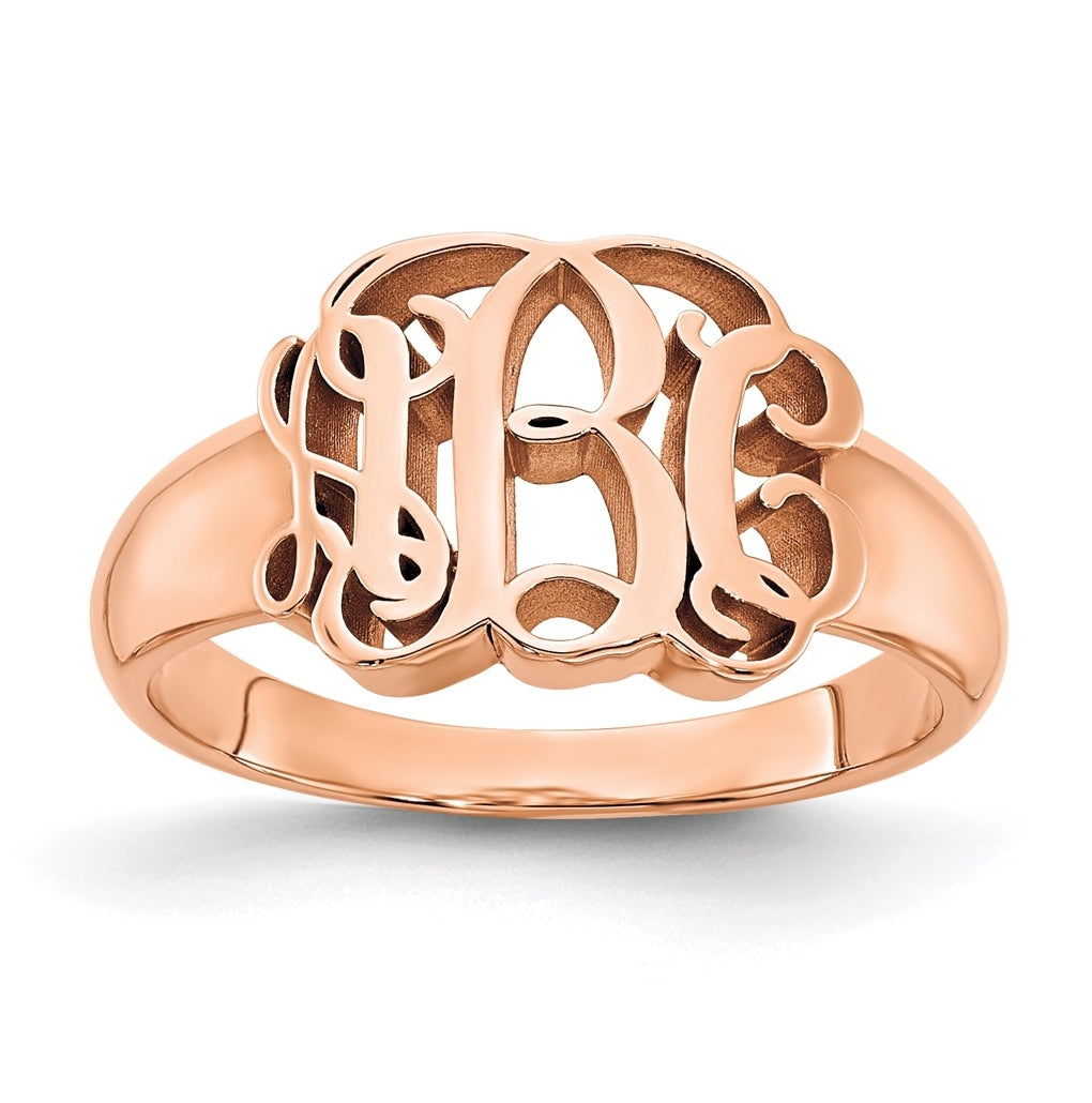 Sterling Silver Rose Gold plated Monogram Signet Ring