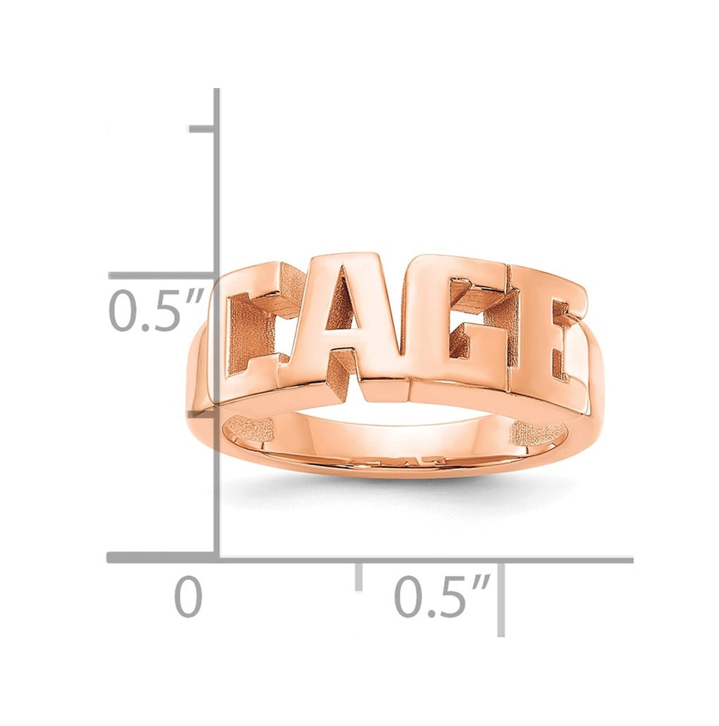 Sterling Silver/Rose-plated Cut-out Name Ring