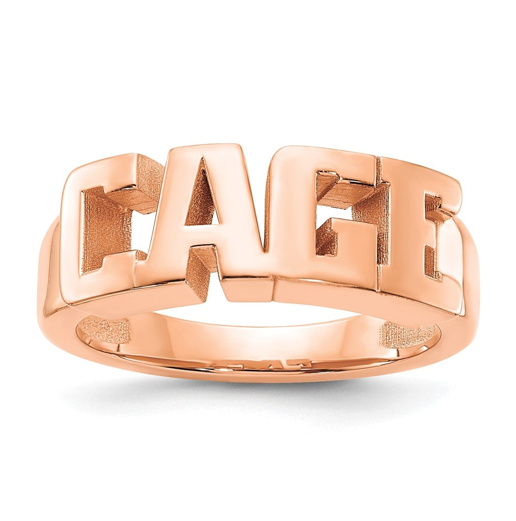 14K Rose Gold Polished Personalized Name Ring,  5mm