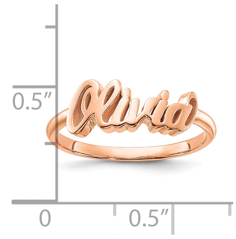 Sterling Silver Rose Gold-plated Polished Name Ring
