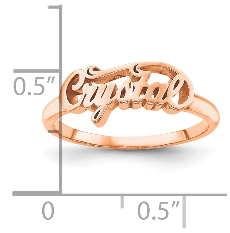 Sterling Silver Rose Gold Plated Name Ring