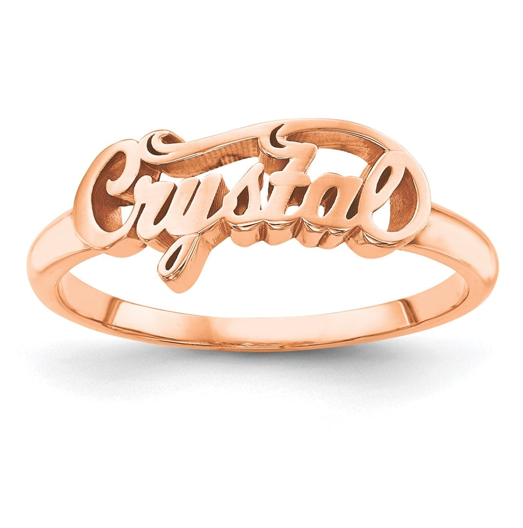 Sterling Silver Rose Gold Plated Name Ring
