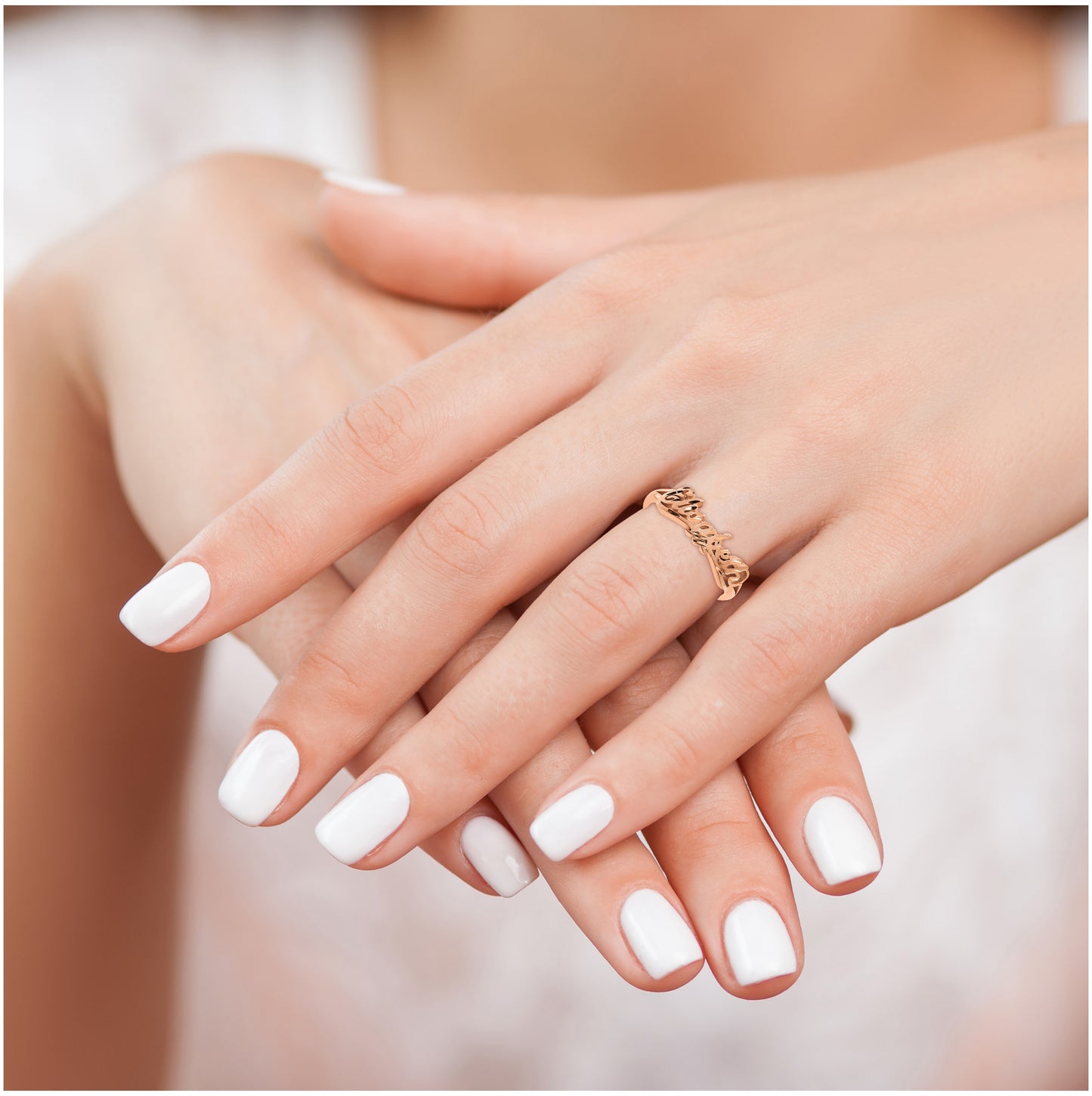 Sterling Silver Rose Gold plated Polished Personalized Ring