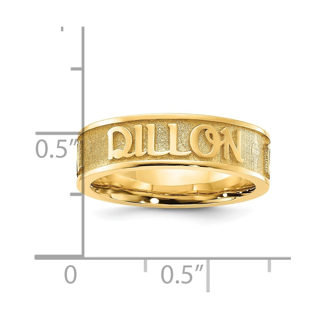 14k Yellow Gold Polished and Sandblasted Name Ring – Elegant Jewelry Gift for Birthday, Anniversary, Engagement, Wedding