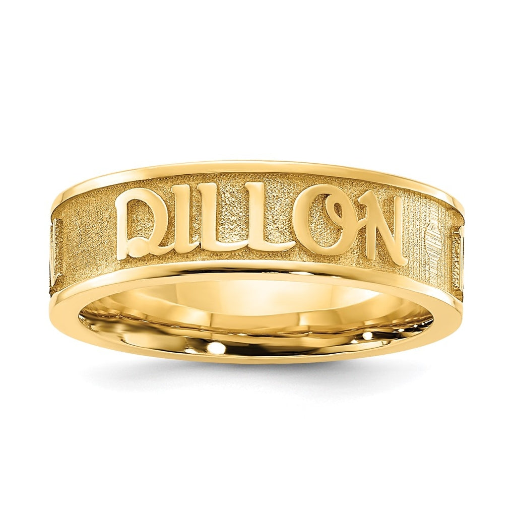 14k Yellow Gold Polished and Sandblasted Name Ring – Elegant Jewelry Gift for Birthday, Anniversary, Engagement, Wedding