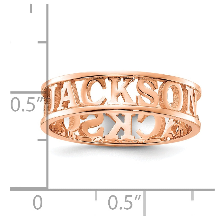 Sterling-Silver Rose Gold plated Polished Name Ring