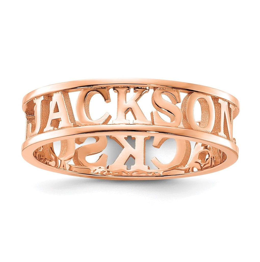 Sterling-Silver Rose Gold plated Polished Name Ring