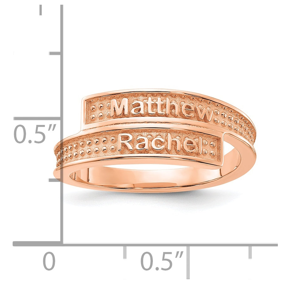14k Rose Gold Personalized with Sandblasted Background Ring