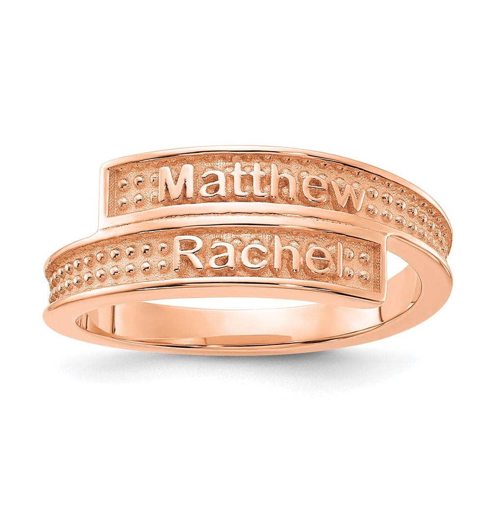 Sterling Silver Rose Gold plated Personalized Polished with Sandblasted Background Ring