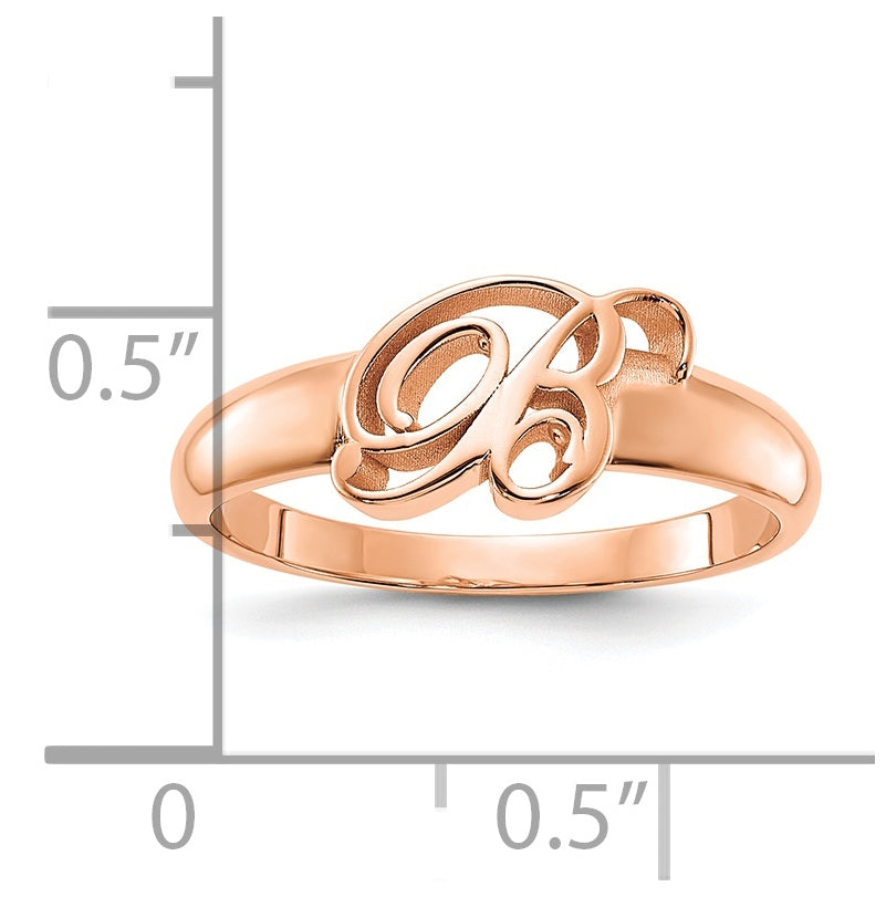 Sterling Silver Rose Gold plated Initial Ring, Size 9