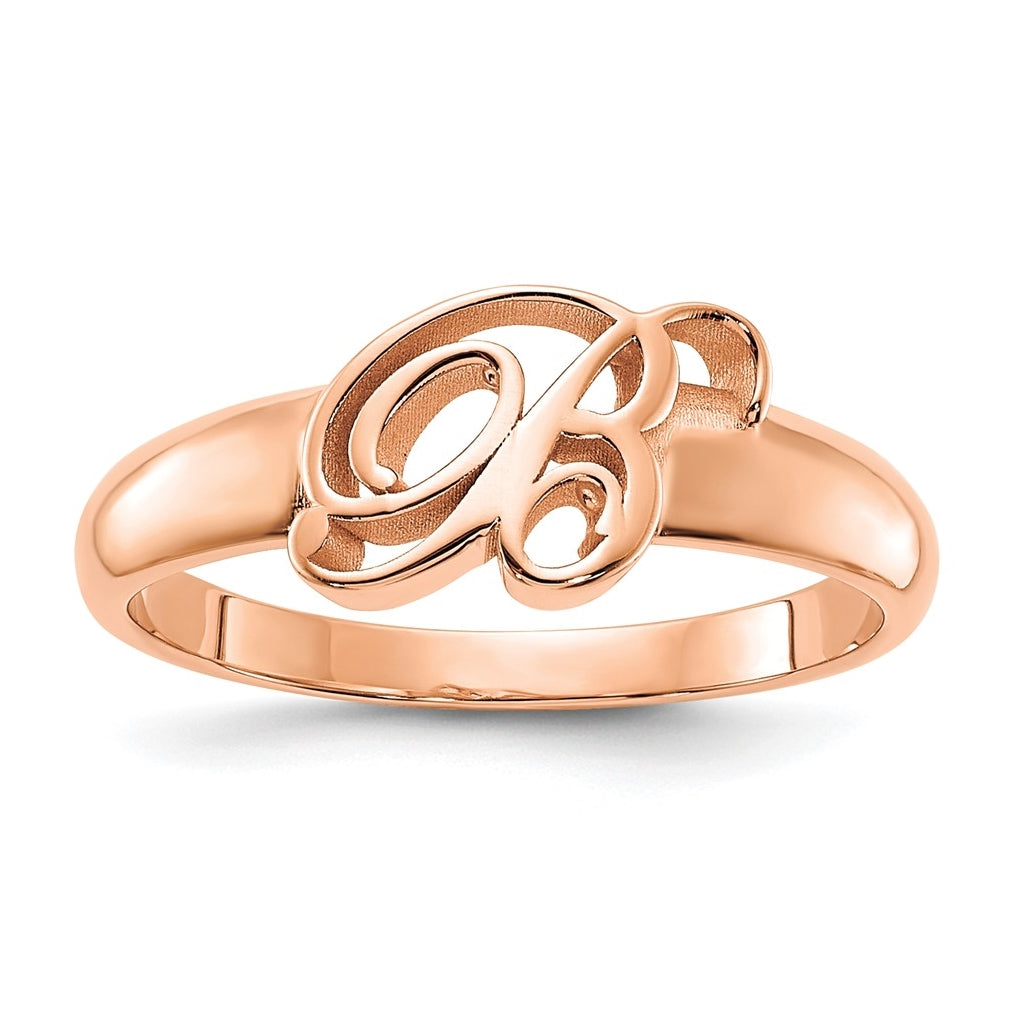 Sterling Silver Rose Gold plated Initial Ring, Size 9