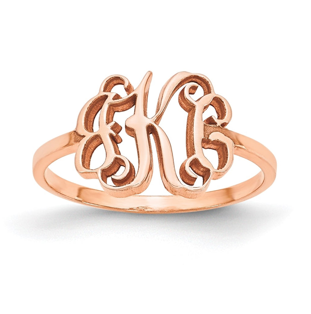 14K Rose Gold Polished Monogram Ring, 8.5mm, 8.5 mm