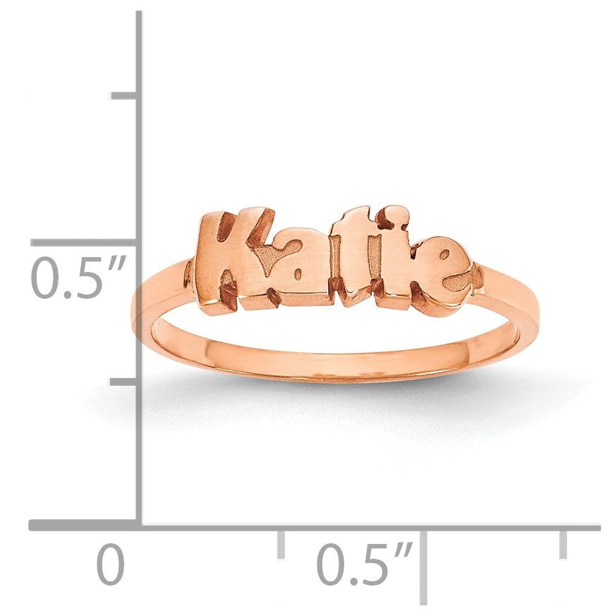 Sterling Silver Rose Gold plated Polished Name Ring