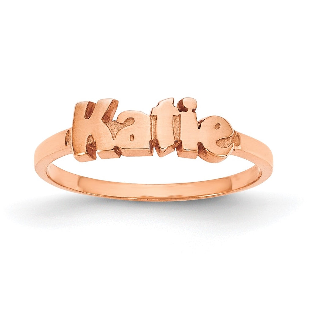 14K Rose Gold Polished Personalized Name Ring,  1.5 mm