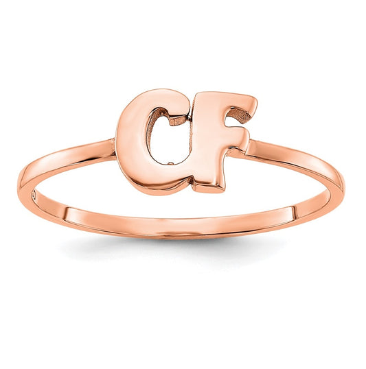 14K Rose Gold Double Initial Script or Block Font Ring, Size 6