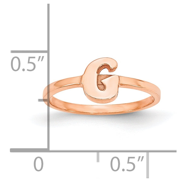 Sterling Silver Rose Gold plated Initial Script or Block Font Ring, Size 6