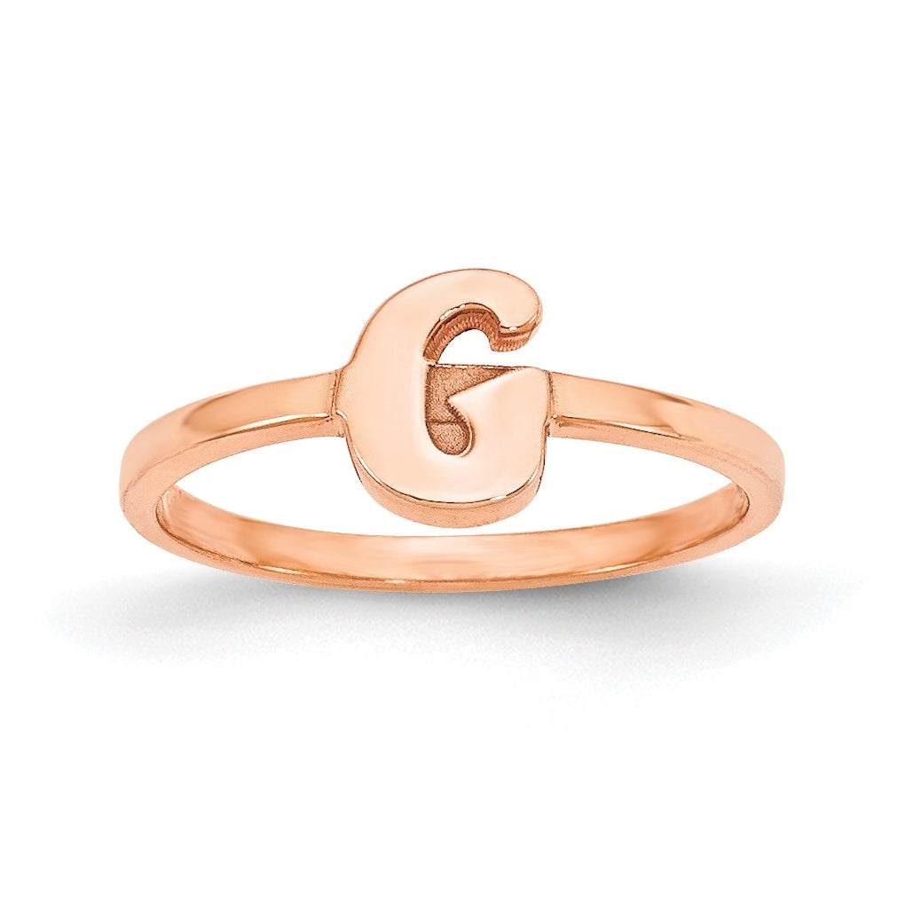 Sterling Silver Rose Gold plated Initial Script or Block Font Ring, Size 6
