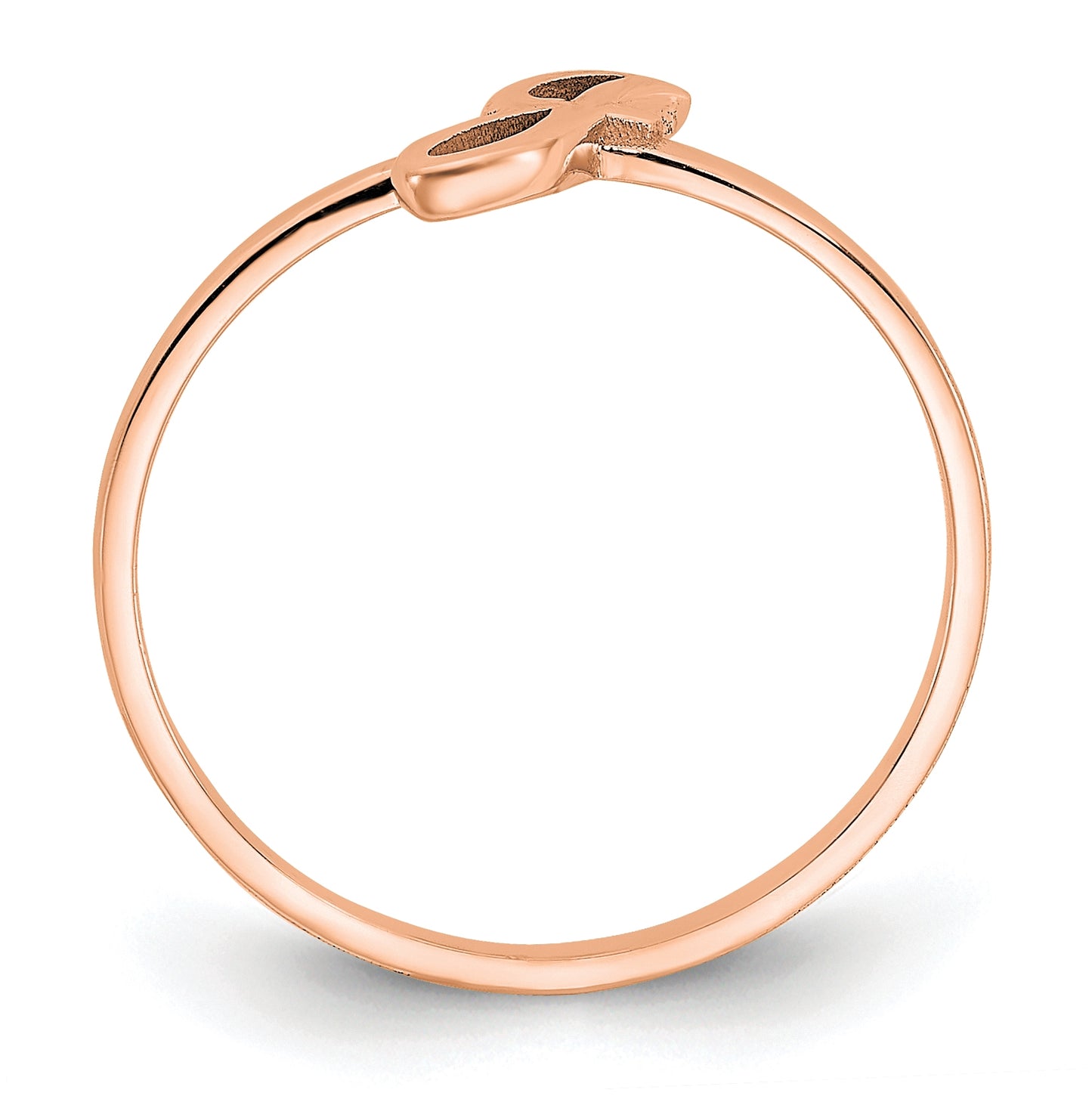 Sterling Silver Rose Gold plated Initial Script or Block Font Ring, Size 6