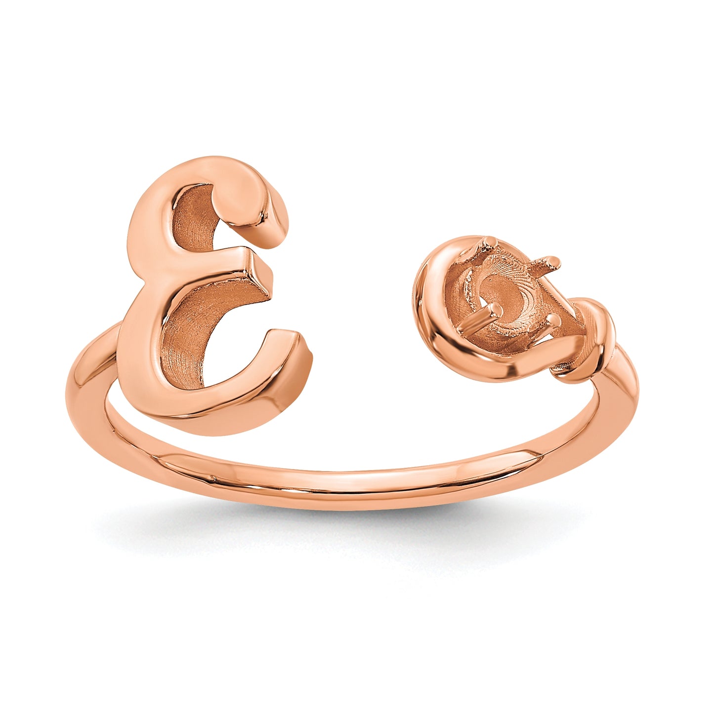 10K Rose Gold Letter E with Birthstone Ring