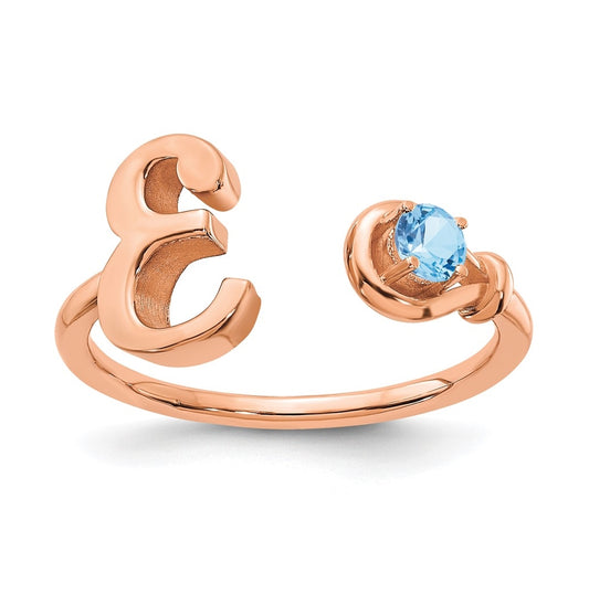 10K Rose Gold Letter E with Birthstone Ring