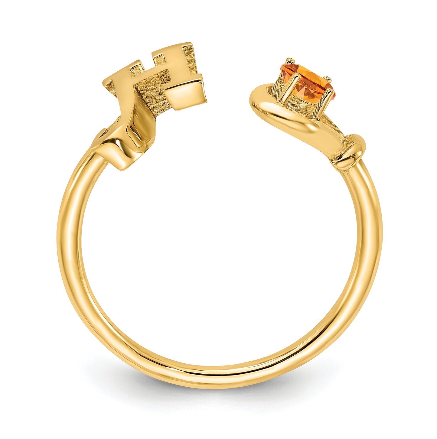 14K Yellow Gold Letter H with Birthstone Ring, Size 7