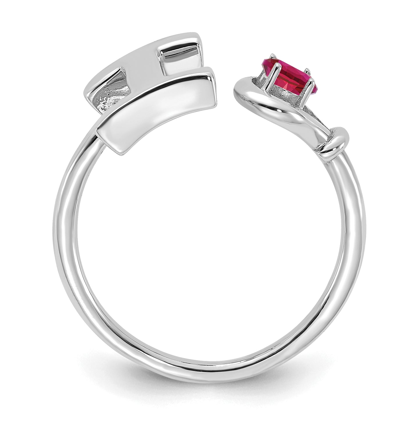 14K White Gold Letter I with Birthstone Ring, Size 7