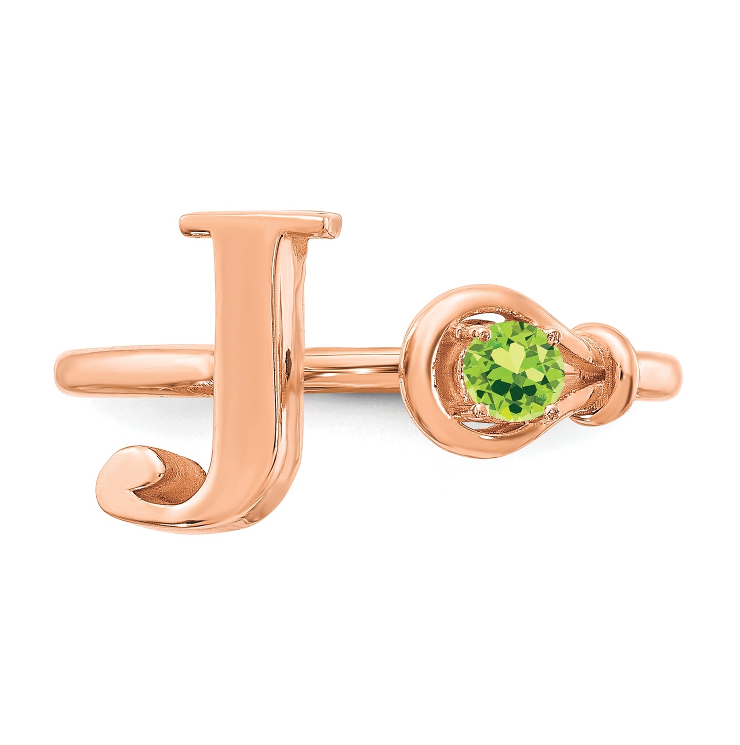 10K Rose Gold Letter J with Birthstone Ring