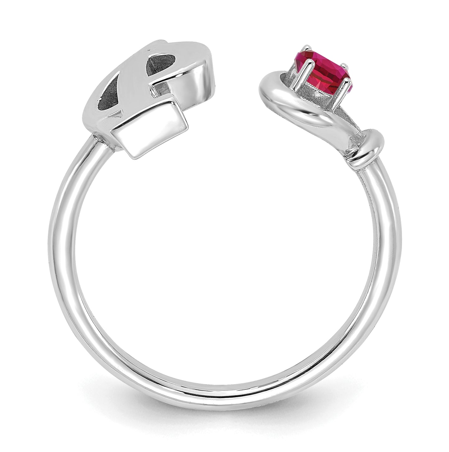 14K White Gold Letter P with Birthstone Ring, Size 7