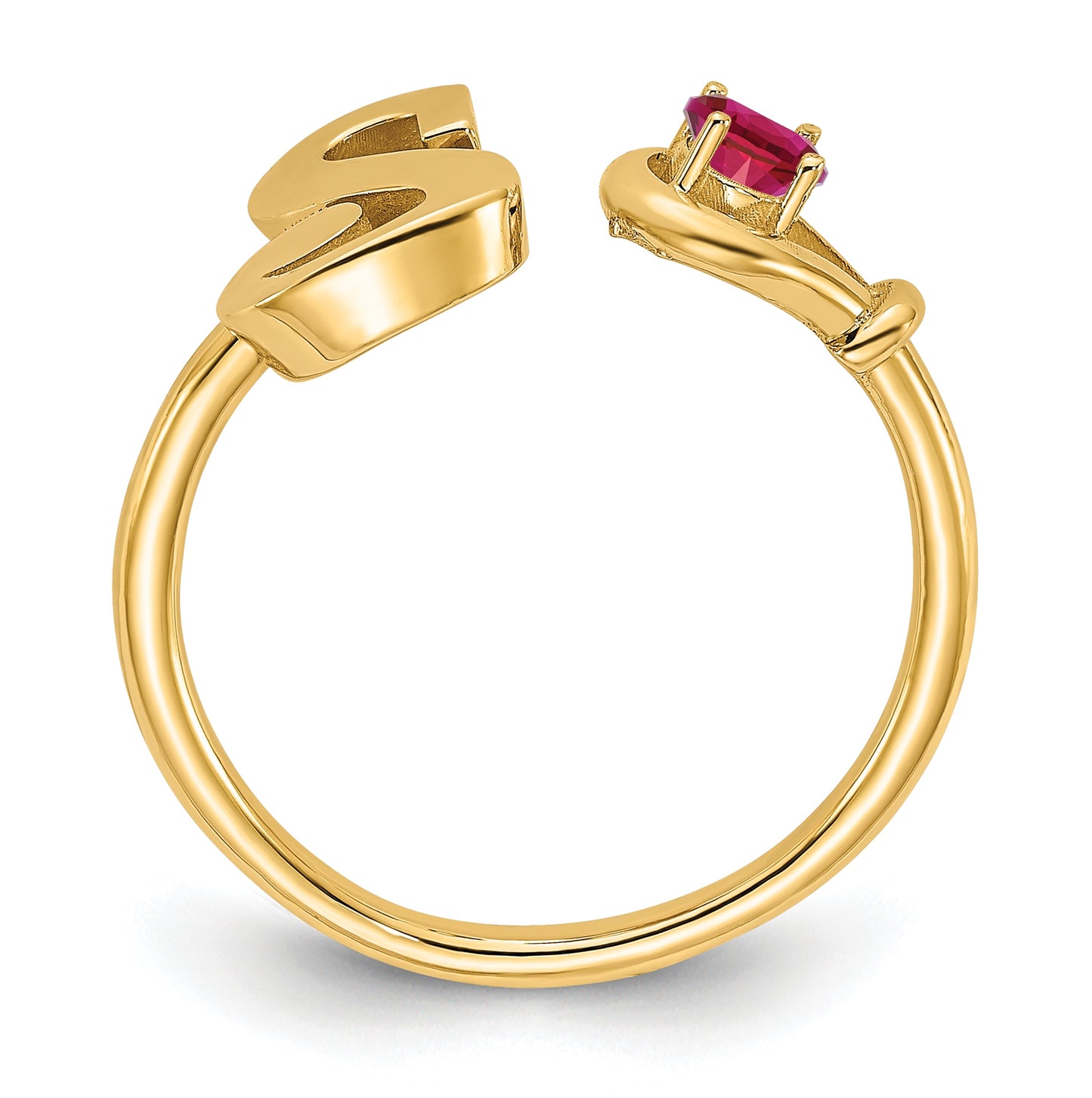 Sterling Silver Gold plated Letter S with Birthstone Ring, Size 6