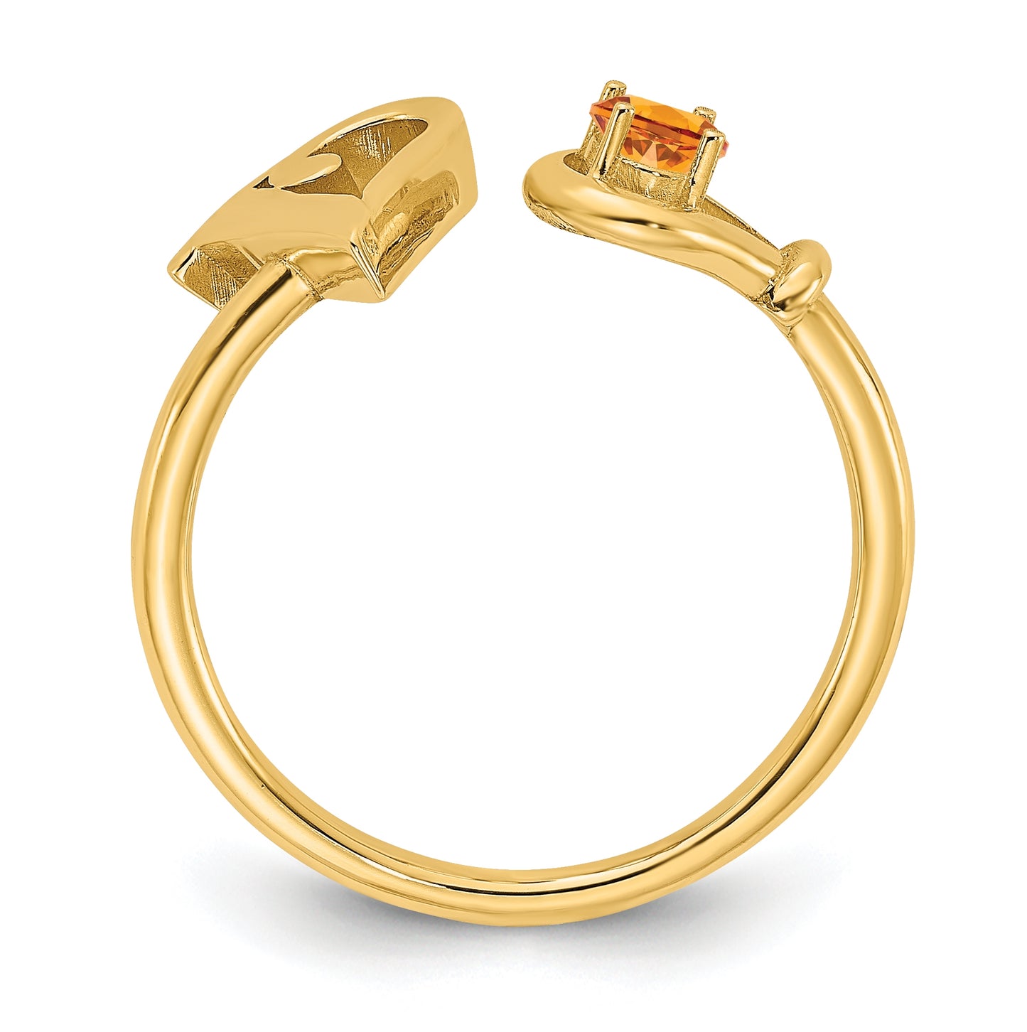 14K Yellow Gold Letter V with Birthstone Ring, Size 7