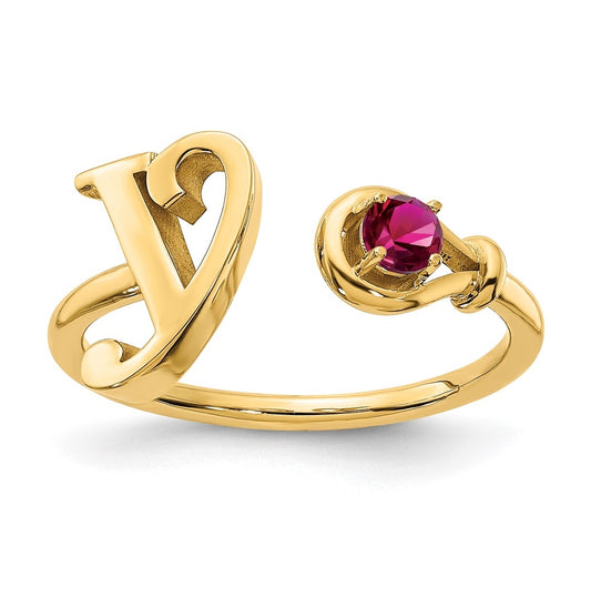 Sterling Silver Gold plated Letter Y with Birthstone Rings, Size 6