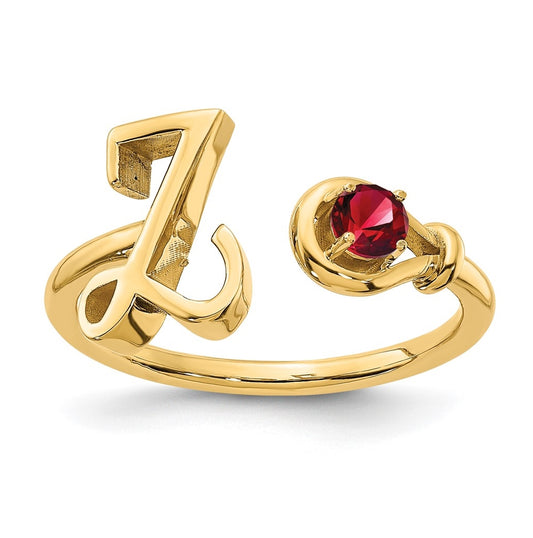 14K Yellow Gold Letter Z with Birthstone Rings, Size 7