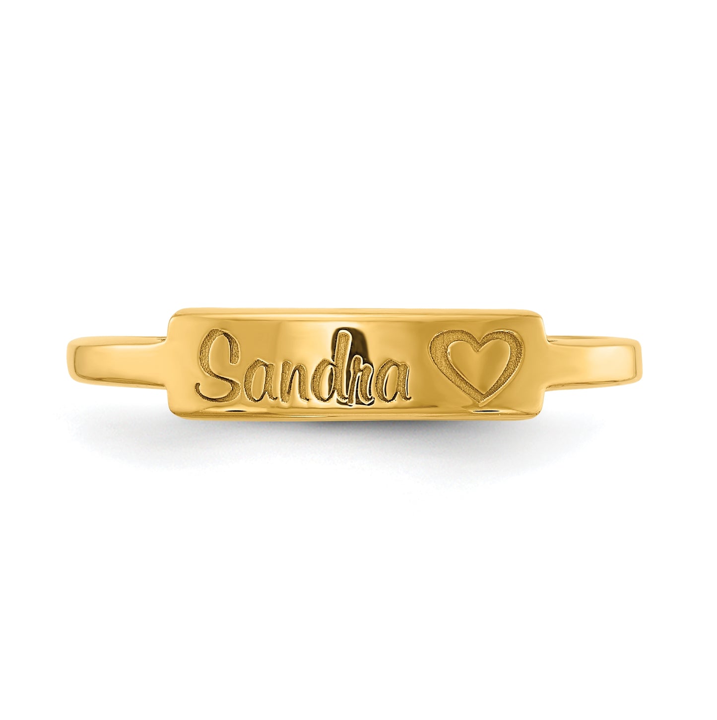 14K Yellow Gold Personalized Name Bar Ring
