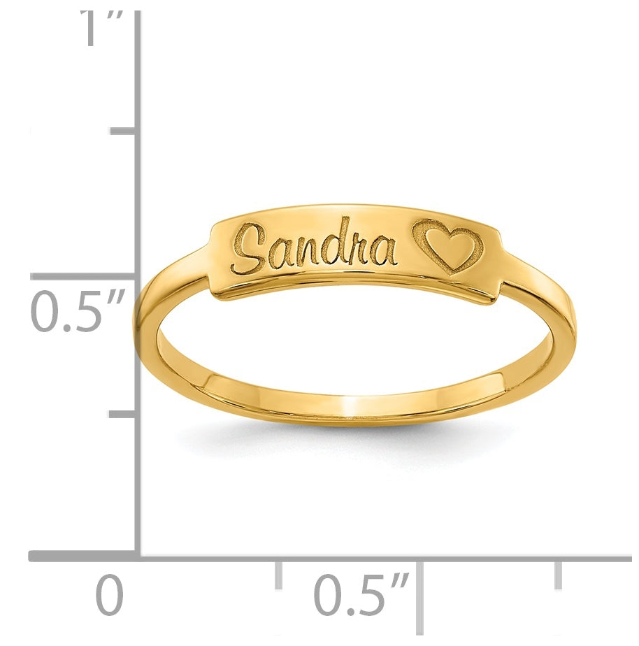 14K Yellow Gold Personalized Name Bar Ring