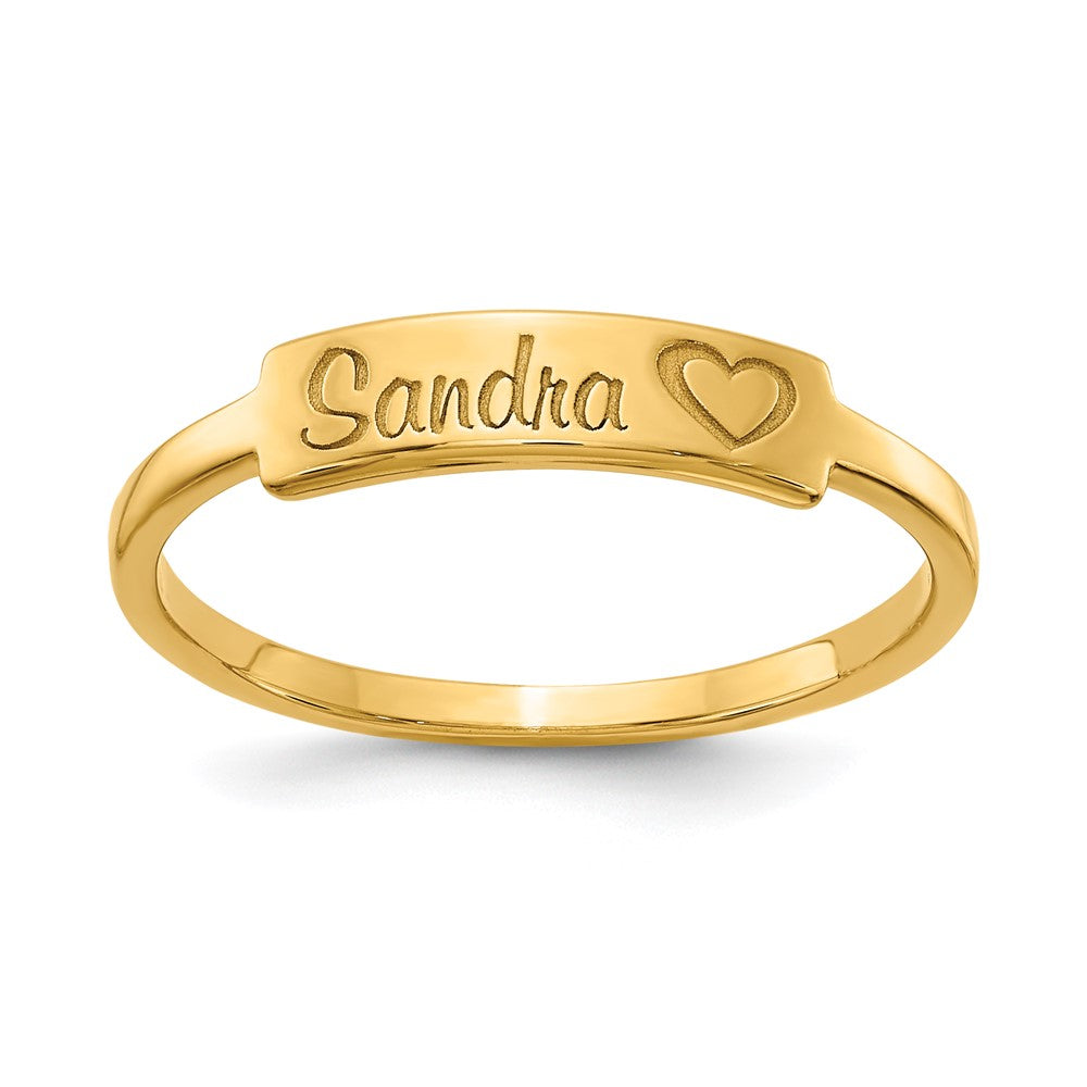Sterling Silver Gold Plated Name Bar Ring