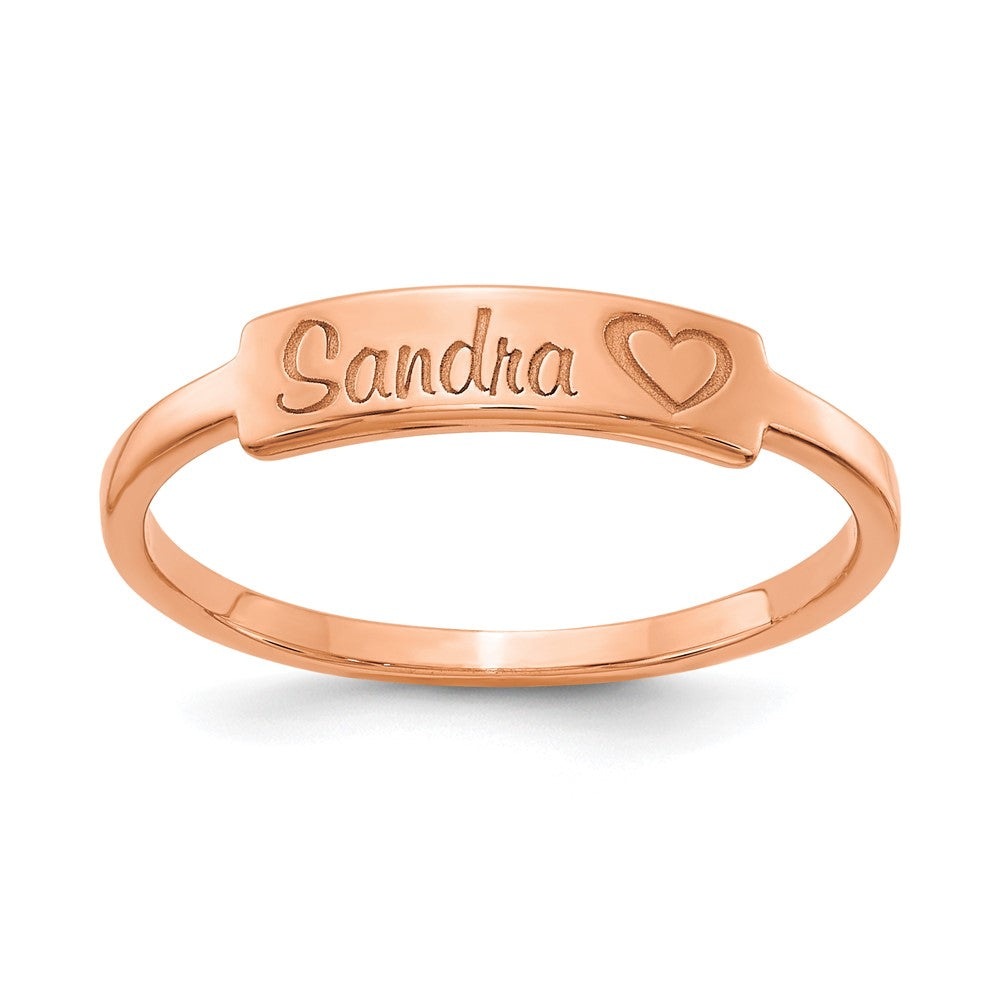 14K Rose Gold Personalized Name Bar Ring
