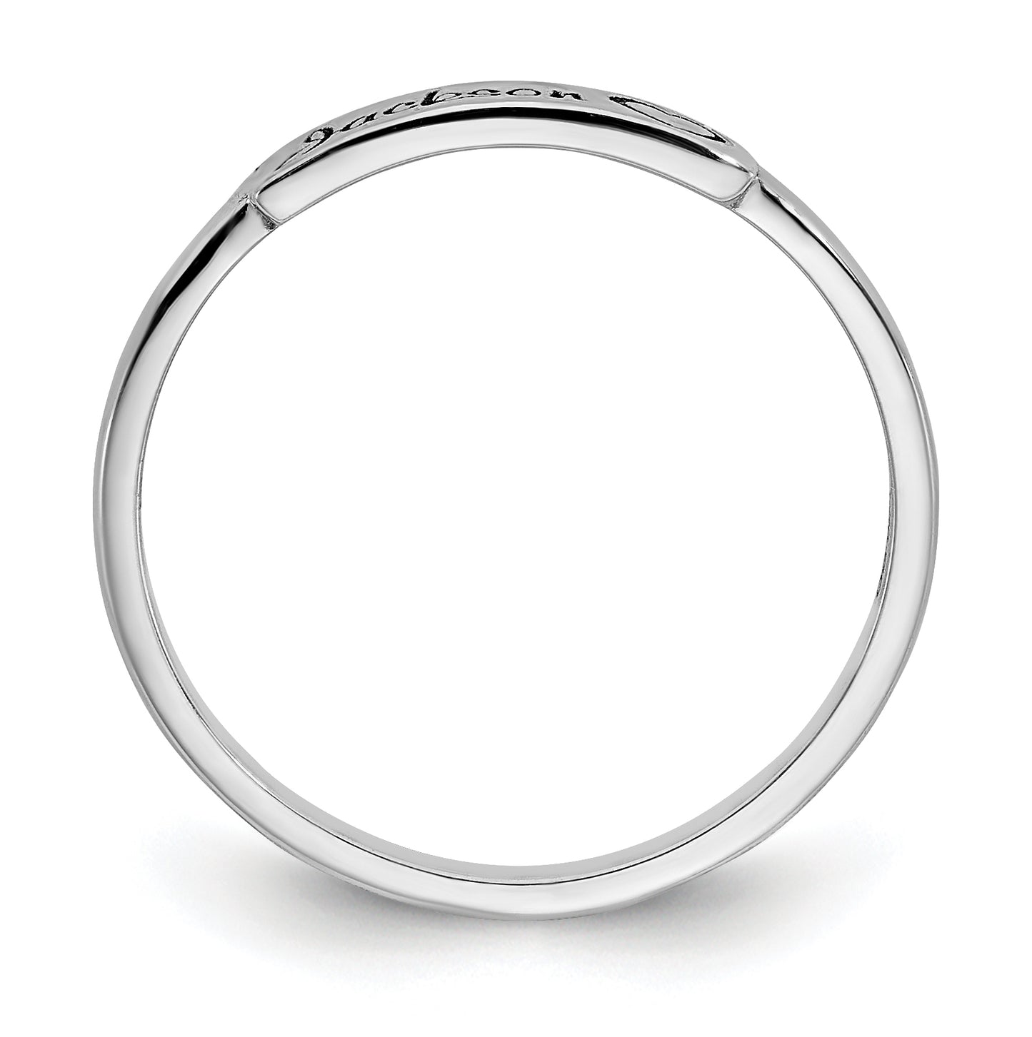 Sterling Silver Rhodium Plated Name Bar Ring