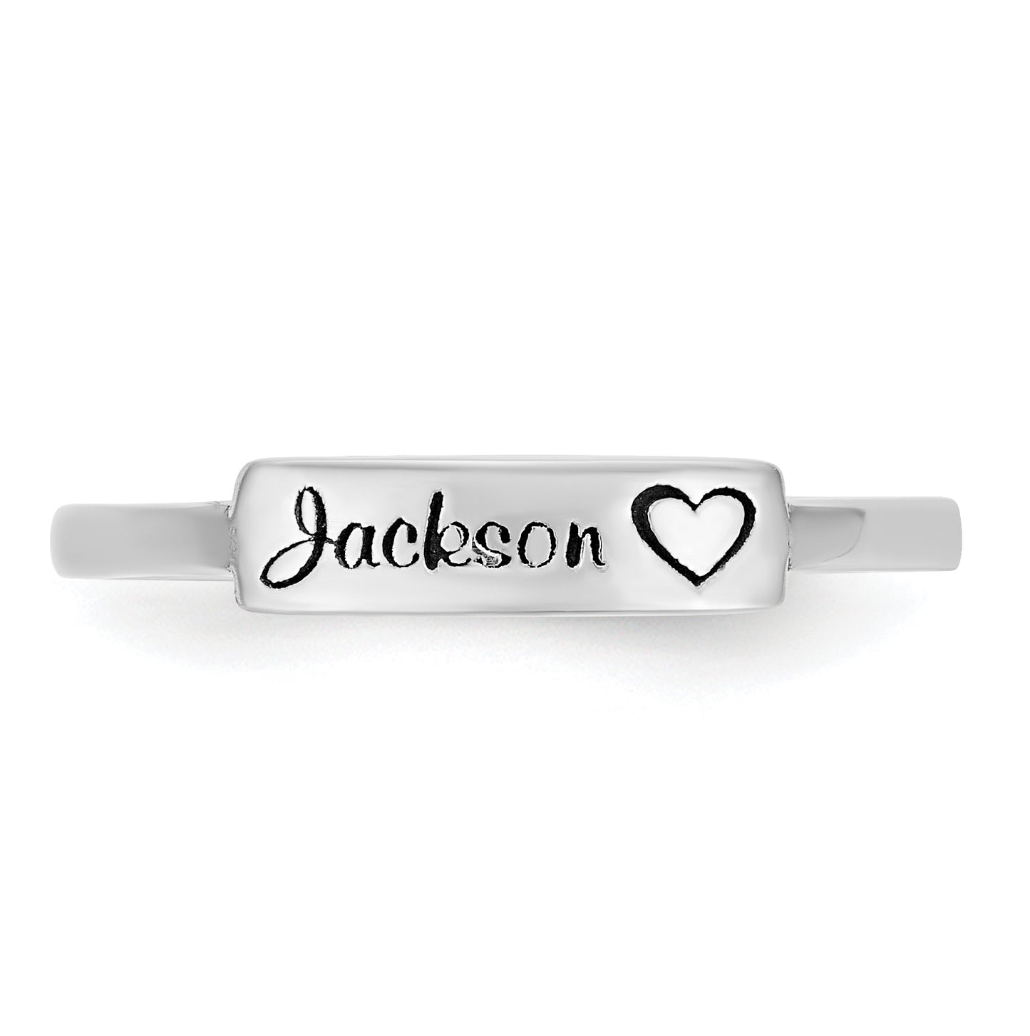14K White Gold Personalized Name Bar Ring