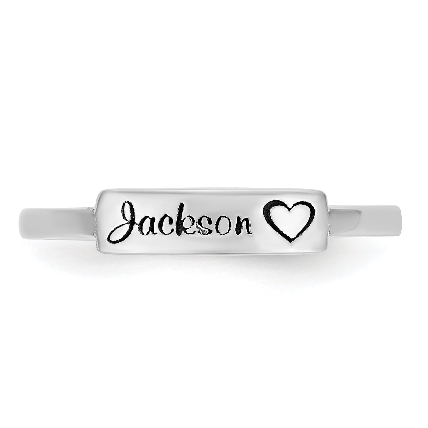 10K White Gold Personalized Name Bar Ring