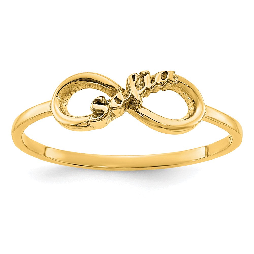 14K Yellow Gold Personalized Infinity Name Ring