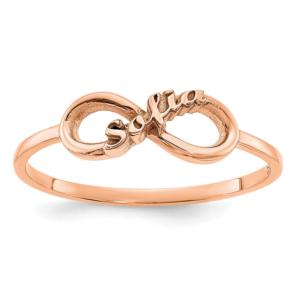 Sterling Silver Rose Gold plated Infinity Name Ring
