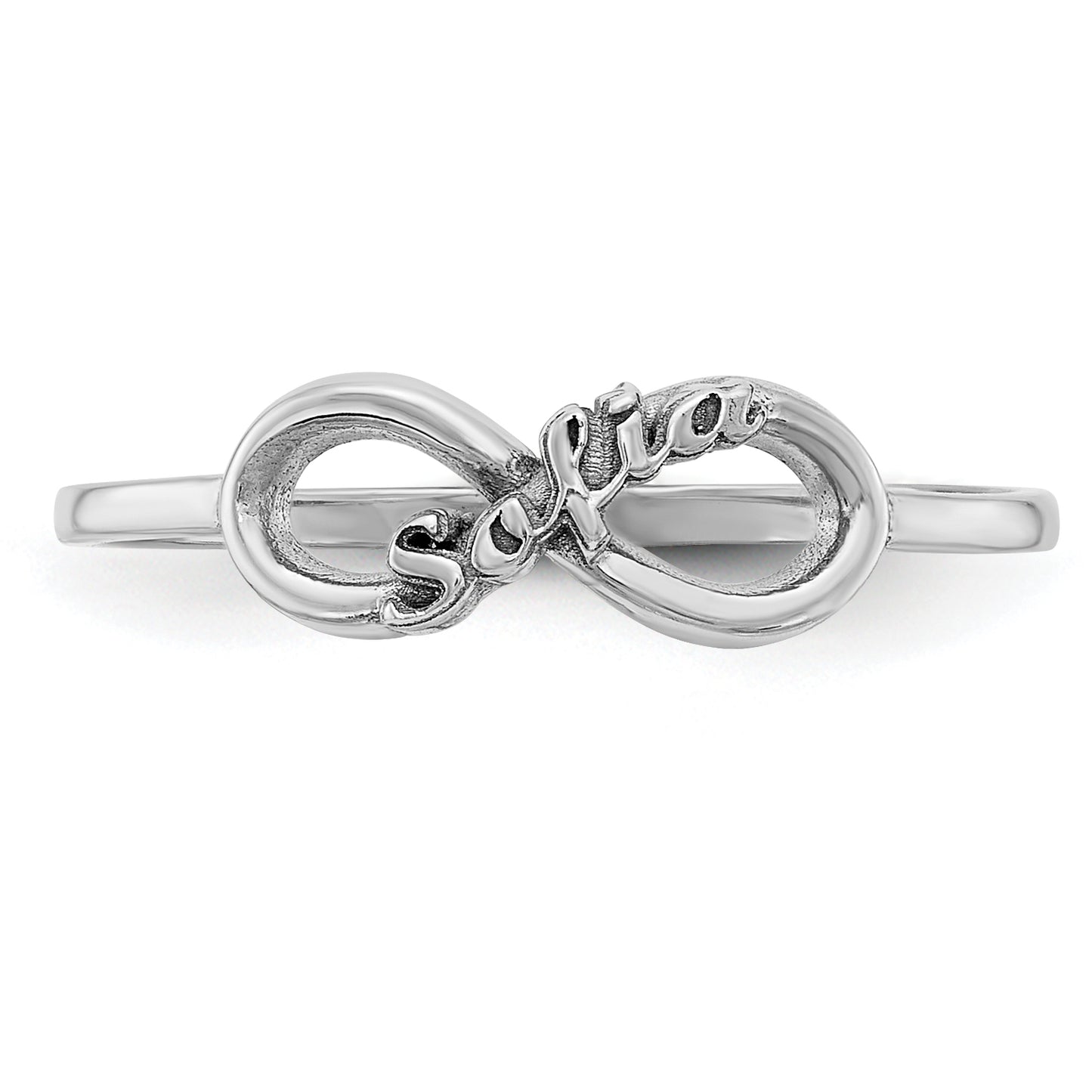Sterling Silver Rhodium plated Infinity Name Ring